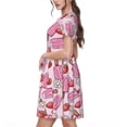 thumbnail image 2 of Balery Strawberry Popsicle Vestidos sueltos de manga corta para mujer, vestidos de verano 2025, vestidos casuales de corte A con vuelo., 2 of 6