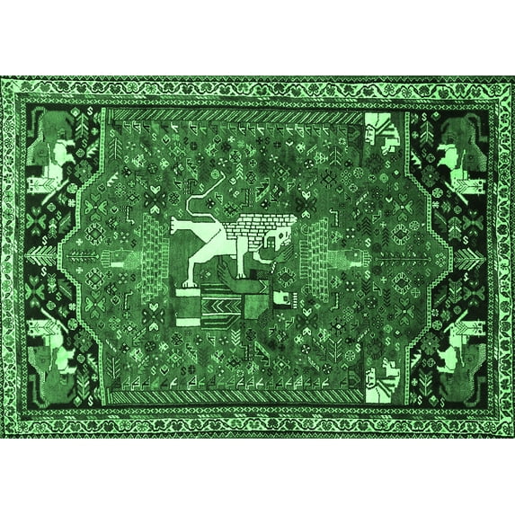 Ahgly Company Indoor Rectangle Animal Emerald Green Traditional Area Rugs, 5' x 7'
