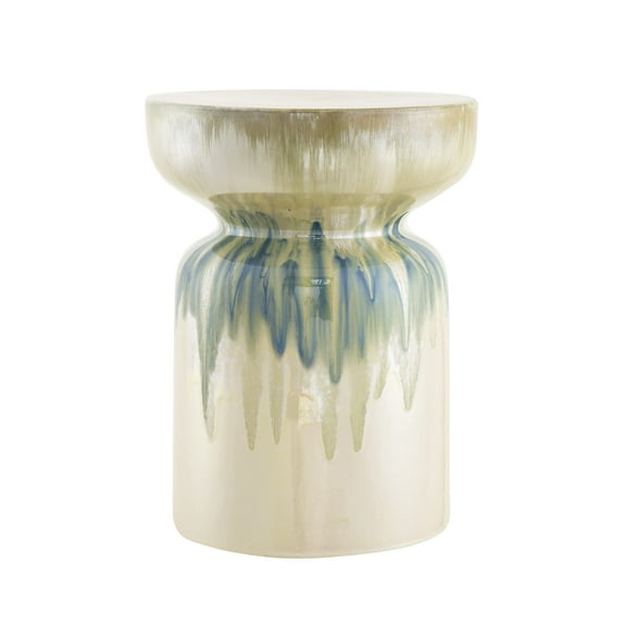 A&B Home Remy Reactive Glaze Ceramic Garden Stool - 13.5"Dia. x 18" - Blue/Beige