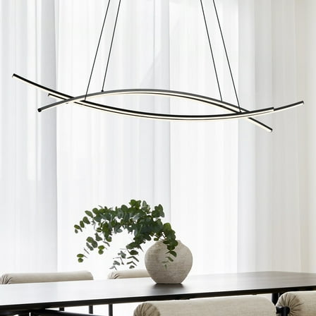 Modern 4-Light Black Linear Chandelier for Kitchen Island Dining Room