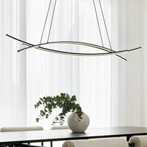 Modern 4-Light Black Linear Chandelier for Kitchen Island Dining Room