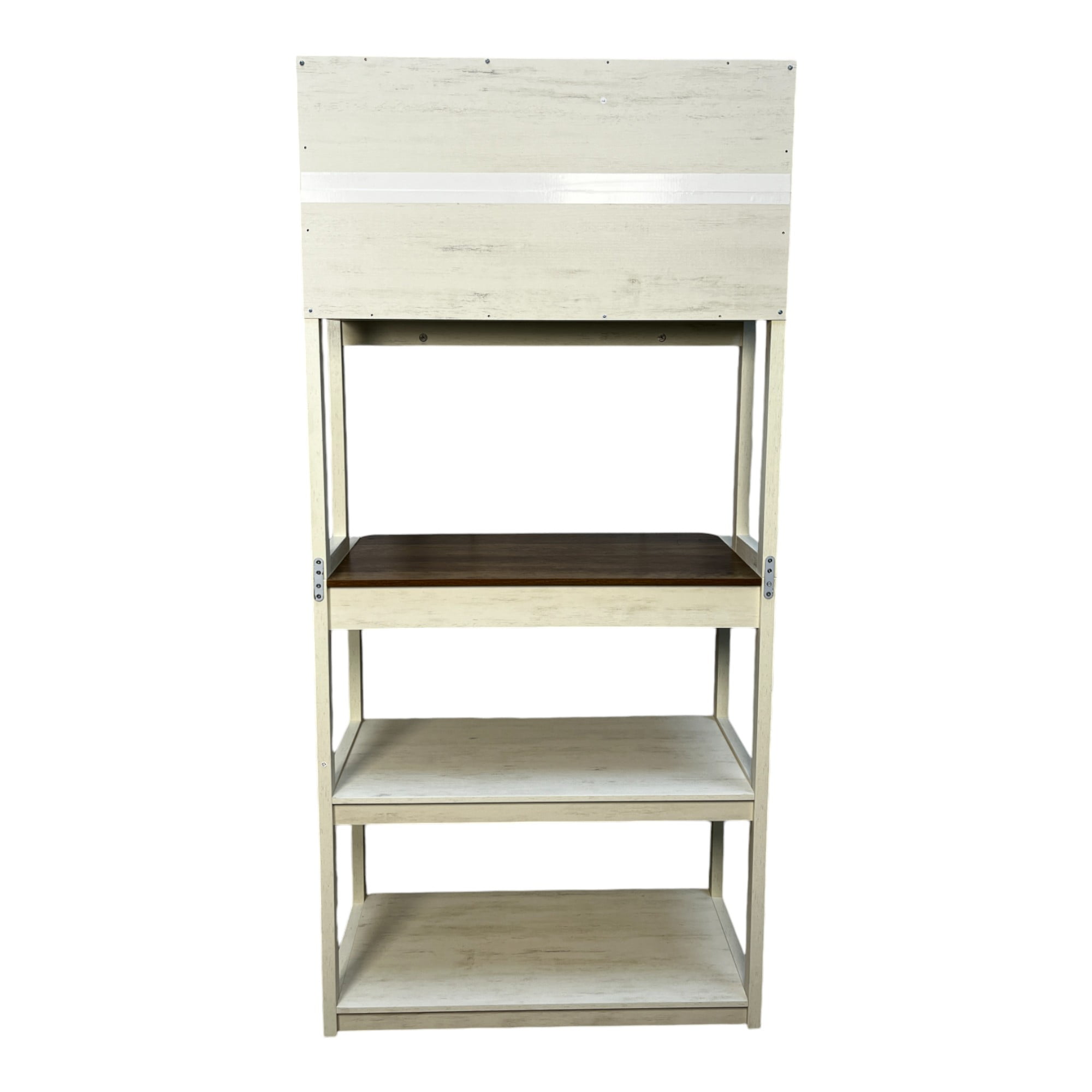 5-Tier Bakers Rack, Kitchen Storage Shelf and Microwave Stand with Coffee Bar, Particle Board Organizer for Pantry, 31.50 Inch, Brown and White