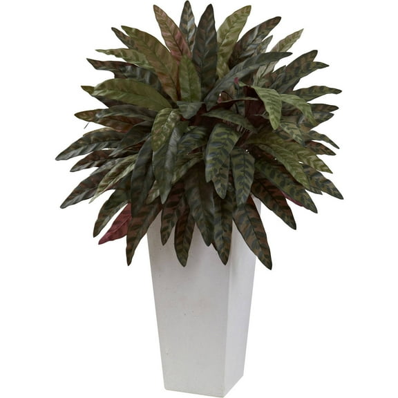 Nearly Natural 30in. Peacock Artificial Plant with White Planter, Green