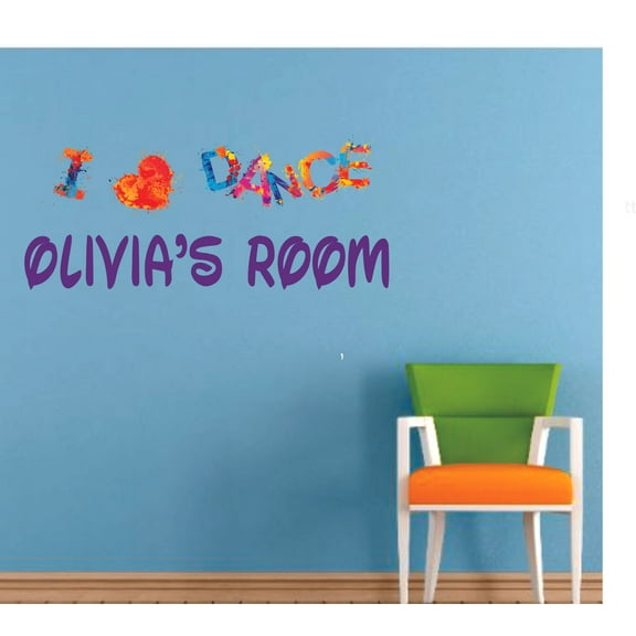I Love Dance Quote Life Quotes Customized Wall Decal - Custom Vinyl Wall Art - Personalized Name - Baby Girls Boys Kids Bedroom Wall Decal Room Decor Wall Stickers Decoration Size (27x30 inch)