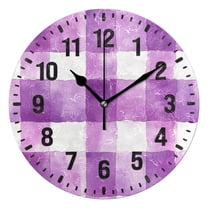Yayeee 10" Wall Clock Battery Operated Quartz Round Silent Non-Ticking Home Decor,Purple and White Pattern