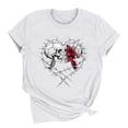 thumbnail image 4 of Tops for Women under $5 Short Sleeved Printed Round Neck T-shirt 10-White S, 4 of 6