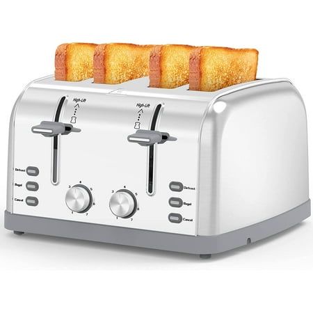 Toaster 4 Slice,Retro Stainless Steel Toater with 7 Shade Settings,Best Prime Toaster for Waffles, 4 Slice Toaster with 3 Mode，Bagels and More Lainsten Toaster T-527