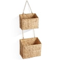 thumbnail image 3 of Casafield 2-Tier Hanging Storage Basket Set, Natural Water Hyacinth Wall Basket, Boho Organizer for Kitchen Pantry, Home Office, Entryway, Bathroom, 3 of 7