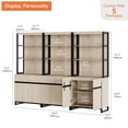 thumbnail image 3 of WAMPAT 3-Piece Modern 72" Tall Library Bookcases with Metal Base & Adjustable Shelves, Wood Bookshelves with Storage Cabinet & Open Shelves for Home Office & Living Room, Beige, 3 of 9
