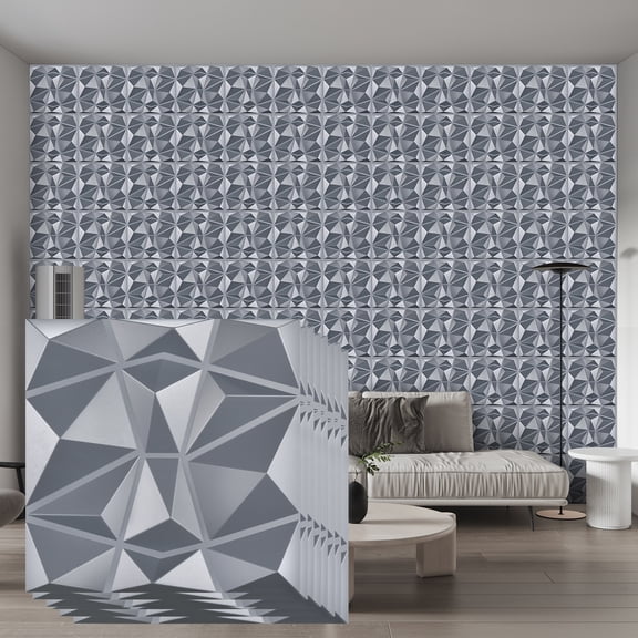 FLOLEOPA Textures 3D Wall Panels Gray Design for Interior Wall Decor Pack of 30 Tiles 29 Sq Ft (PVC)