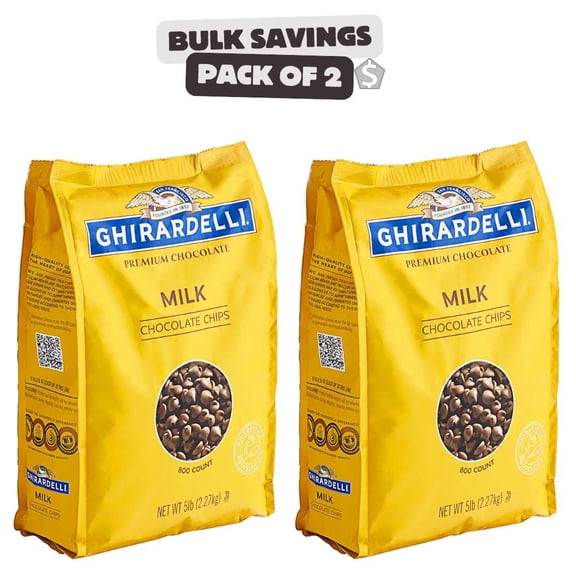 Ghirardelli Milk Chocolate .8M Baking Chips 5 lb. - 2/Case