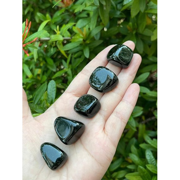 GAF TREASURES 5 Pcs Green Goldstone Tumbled Stones, Polished Green Goldstone Gemstone, Green Goldstone Healing Crystals (Green Goldstone)
