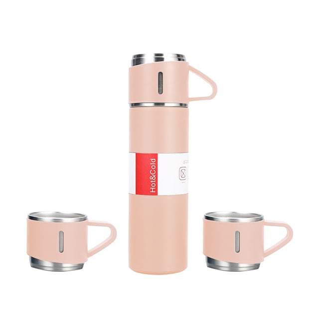 Taza aislada Botella termo aislada de 500L con 2 tazas adicionales Taza de viaje de café de acero inoxidable Vaso de café a prueba de fugas Taza deportiva para bebidas frías y calientes Irfora Taza aislada