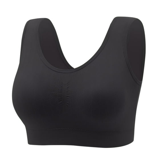 Bigersell Tshirt Bra Deals Lace Bralette Soft Bra Style R4120 V-Neck No Underwire Bras Pull-On Bra Closure Women's Plus Size Breathable Sports Bra Black One Size