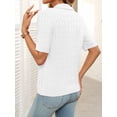 thumbnail image 6 of EASYBRA Women Cable Knit Sweater Polo Collar Loose Fit Pullover Casual Wear Cotton Polyester, 6 of 7