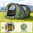 thumbnail image 2 of Pop-Up Camping Tent for 4-5 Persons, Waterproof Polyester Family Tent with 2 Doors, 2 Mesh Windows & Detachable Stargazing Rainfly, Large Outdoor Shelter for Beach & Camping, Green, 2 of 7