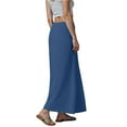 thumbnail image 6 of Jdkau Maxi Skirts for Women Cotton Linen Drawstring A-Line Casual Loose Flowy Long Beach Skirt Summer Skirts for Women（Blue,M）, 6 of 9