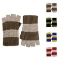 thumbnail image 3 of Yangnuo Womens Trendy Color Block Cable Knit Fingerless Winter Gloves for Women Bare Finger Gloves For Women Color Blocked Warm Gloves For Winter Men's Gloves Half Finger Gloves For Women, 3 of 3