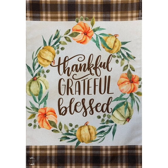 Briarwood Lane Thanksgiving Garden Flag 12x18 For Outdoor Pumpkin Wreath Burlap Fall For Thanksgiving Garden Flag Flags For Outside