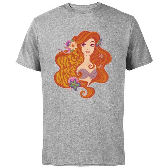 Disney The Little Mermaid Princess Ariel Wave Maker - Short Sleeve Cotton T-Shirt for Adults - Customized-Athletic Heather