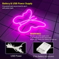 thumbnail image 3 of Letreros de neón de mariposa, luces para decoración de pared de dormitorio, USB o batería LED, luz nocturna de neón, decoración de pared, decoración estética de habitación para niñas (rosa), 3 of 5