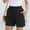 Black, variant on CheerKidz Solid Color Casual Shorts for Women Fashion Wrinkle Drawstring Elastic Waist with Pockets for Summer Travel Everyday Fashionable Wear