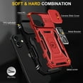 thumbnail image 2 of Feishell Case for iPhone 17 Camera Lens Slide Protection Cover with Ring Holder Kickstand, Armor Heavy Duty Military Grade Shockproof PC Rugged Bumper Case,Red, 2 of 7