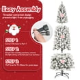 thumbnail image 5 of 7ft Pre-Lit Snow Flocked Pencil Christmas Tree Hinged Slim Skinny Corner Xmas Tree with 300 Warm Lights & 760 Snow Branch Tips, White, 5 of 10