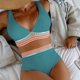 thumbnail image 1 of Traje de baño para mujer, color liso, escote en V, cintura alta dividida con costuras, bikini dividido, traje de baño para mujer, conjuntos de bikini para mujer, trajes de baño bikini para mujer, 1 of 6