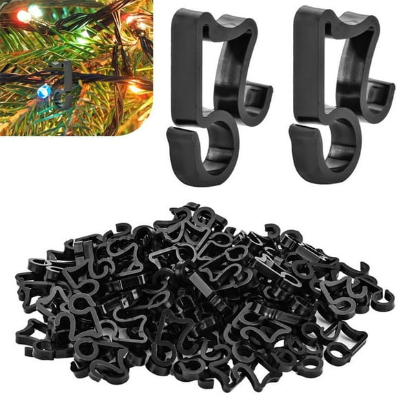 Xiwaer 20pcs Christmas Light Clips Gutter Hooks - Plastic Outdoor S-Clips, for String Lights & Rope Lights Black