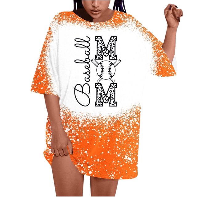 T-shirts Décontractés pour Femmes Haut de Baseball Manches Courtes Col Rond Hauts Courts pour Femmes Polyester 1 Pce