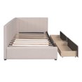 thumbnail image 2 of Upholstered Daybed with 2 Storage Drawers,Twin Size Sofa Bed Frame with Wood Slats, Linen Fabric Storage Bed  for Living Room Bedroom, No Box Spring Needed,Beige, 2 of 9