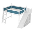 thumbnail image 5 of Leumius Full Loft Bed Frame with Storage Shelves and Wardrobe, Solid Wood Loft Bed with Detachable Slide and Ladders for Kids Teens Adults Blue and White, 5 of 8