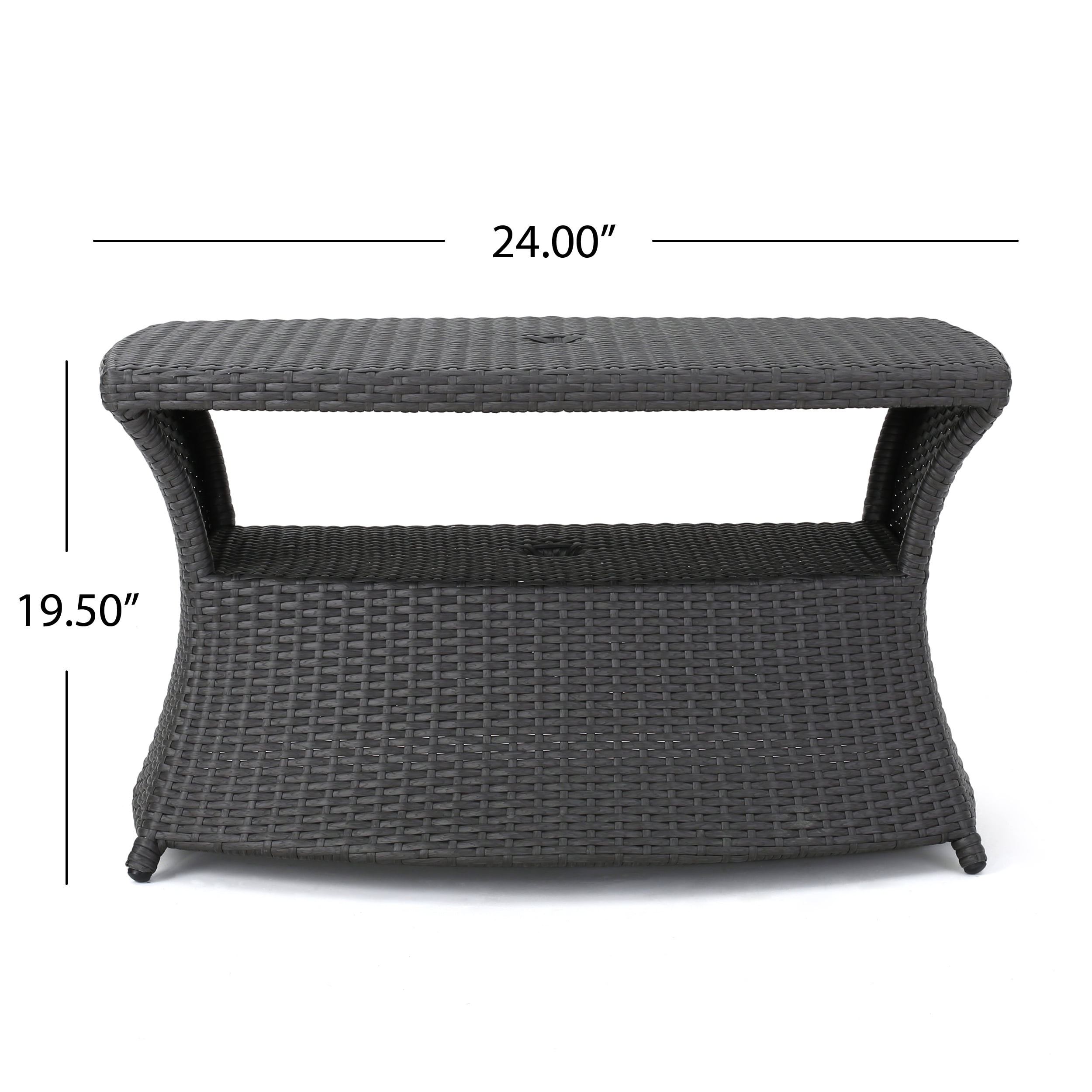 Nadia Outdoor 3 Piece Wicker Chaise Lounge Set with Lounge Table, Grey