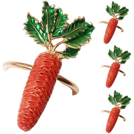 

Vervmczn 4 Easter Carrots Napkin Rings - Napkin Holder Rings Designed with Carrots Ornament for Easter Decoration Party