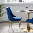 thumbnail image 2 of Contemporary Modern Urban Designer Dining Kitchen Room Side Dining Chair, Velvet Fabric Metal Steel, Navy Blue, 2 of 7