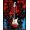 Black Red Blue, Pattern 14, variant on ODIKA 8'x10' Washable Area Rug Guitar Music Notes Vintage Rock Distressed Grunge Hip Border for Dining Room, Large Office, Lounge, Non-Slip Chair-Friendly Mat