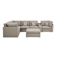 thumbnail image 5 of Miekor Furniture Amira 131.5" Beige Fabric Reversible Modular Sectional Sofa with USB Console and Ottoman W5U615, 5 of 6
