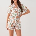 thumbnail image 4 of Pijama Navideño para Mujer con Solapa, Corta, Pantalones Cortos y Estampado de Papá . Hombre de Jengibre S, 4 of 10