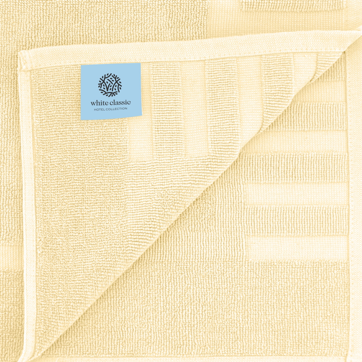 White Classic Hotel Collection Absorbent Cotton Bath Mats, Spa Reversible Floor Towels, not a Bathroom Rug, Beige, 22 x 34, 2 Pack