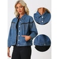 thumbnail image 2 of DARING DIVA Women's Button Front Western Cowgirl Tassel Beads Fringe Denim Jacket XS Blue, 2 of 6