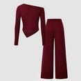 thumbnail image 3 of ZIXKCGDSE Teen Girls Clothes One Shoulder Tops and Wide Leg Pants Trendy 2 Piece School Outfit Size 11-12 Years, 3 of 4