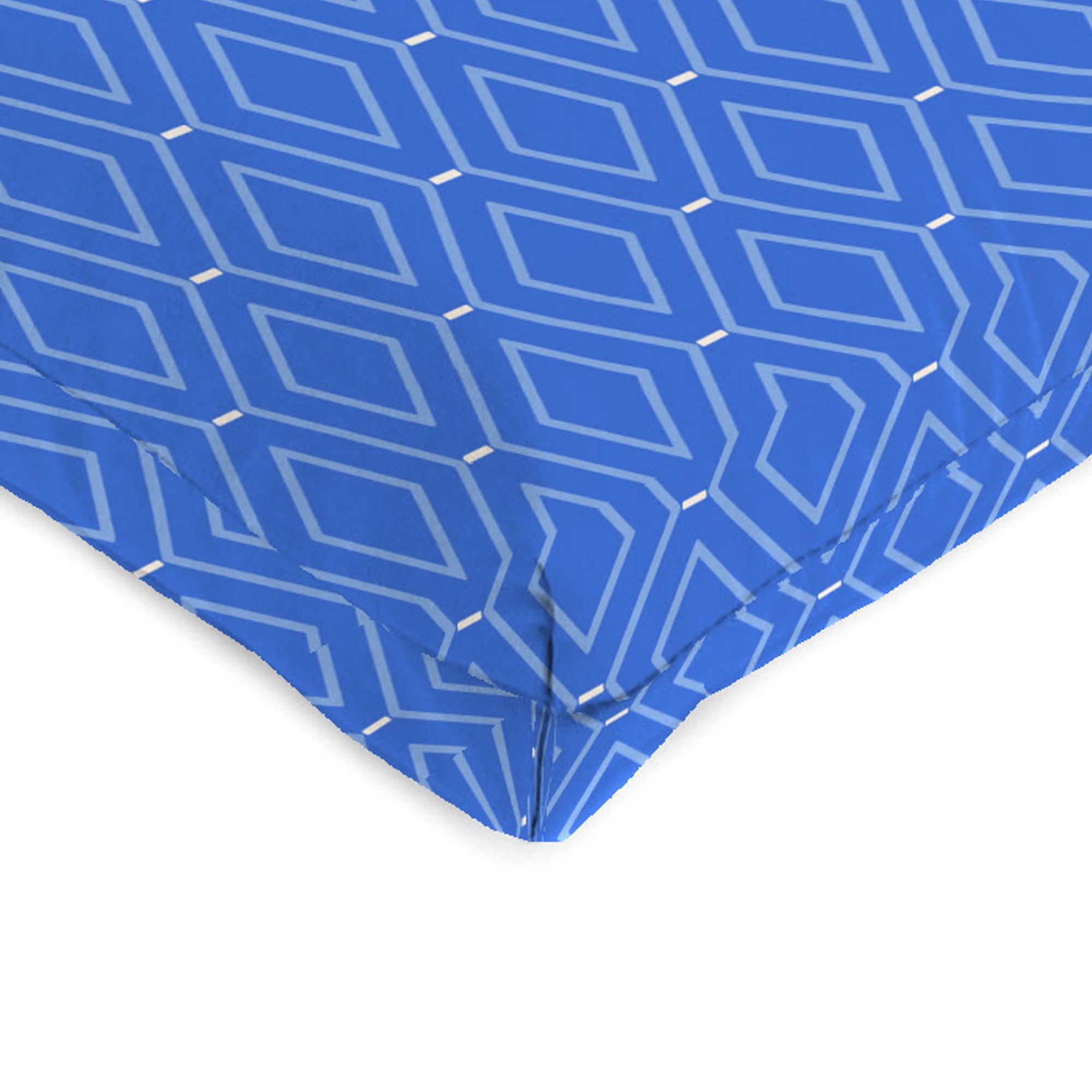 Jordan Manufacturing 43" x 21" Sniffen Delft Blue Diamond Rectangular Outdoor Chair Cushion with Ties and Hanger Loop