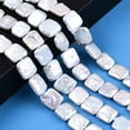 thumbnail image 2 of 1 Strand Baroque Natural Nucleated Pearl Keshi Pearl Beads Strands Cultured Freshwater Pearl Square Seashell Color 10.5~13x10.5~12x3~5.5mm Hole: 0.6mm 16~17pcs/strand 7.28~7.68 inch(18.5~19.5cm), 2 of 6