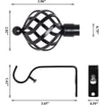 thumbnail image 4 of 3/4 Inch Standard Decorative Curtain Rod, 66-120" Adjustable Length with Round Twisted Cage Finials, 4 of 6