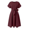 thumbnail image 3 of ZANZEA Women Short Sleeved Slim Waist Belted Dresses Party Casual Dress, 3 of 9