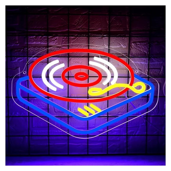Record Player Neon Sign Light Dimmable For Bar Party Music Studio Stage Dancing Hall Wall Decor 35cmx23cm