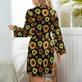 thumbnail image 5 of Sunflower Polka Dots Pajama Robe V Neck Vintage Floral Print Bathrobe Woman Long Sleeves Fashion Pajamas Robes Casual Dresses, 5 of 7