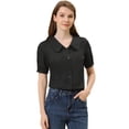thumbnail image 1 of INSPIRE CHIC Blusa De Trabajo Informal De Algodón Peter Pan Para Mujer Negro XS, 1 of 4