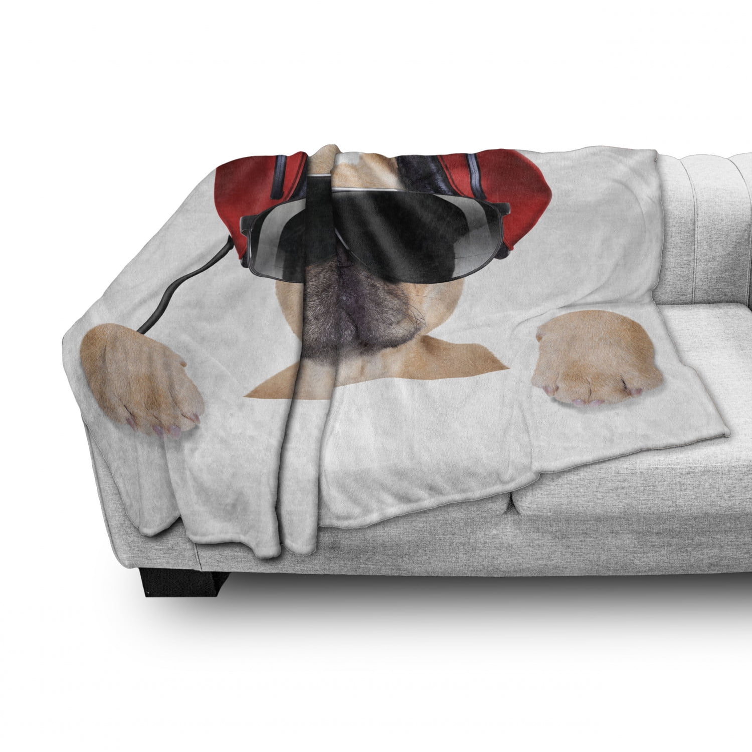 Dj Dog Listening to Music Behind an Empty Ultra-Soft Micro Fleece Blanket Home Decor Warm Anti-Pilling Flannel Throw Blanket for Couch Bed Sofa